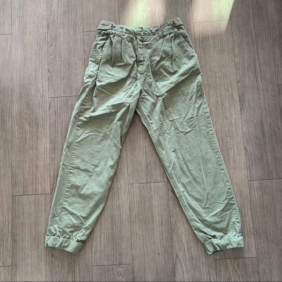 Topshop Pants - Green Cargo Trousers